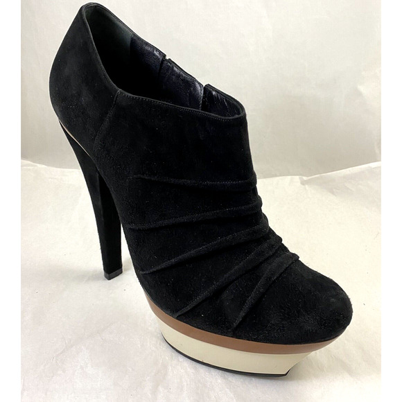 Barbara Bui Platform Pump Boot Bootie Black Platform Pleated Slim Heel Z… - Picture 2 of 12